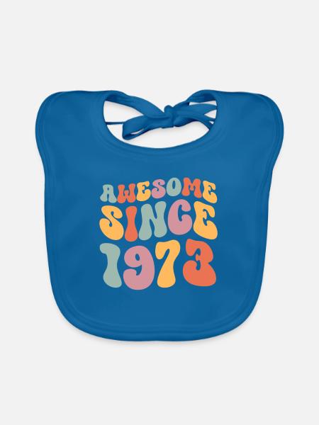 1973 Jahrgang Geburtstag Groovy Vintage Retro - Baby Bio-Lätzchen - Pfauenblau