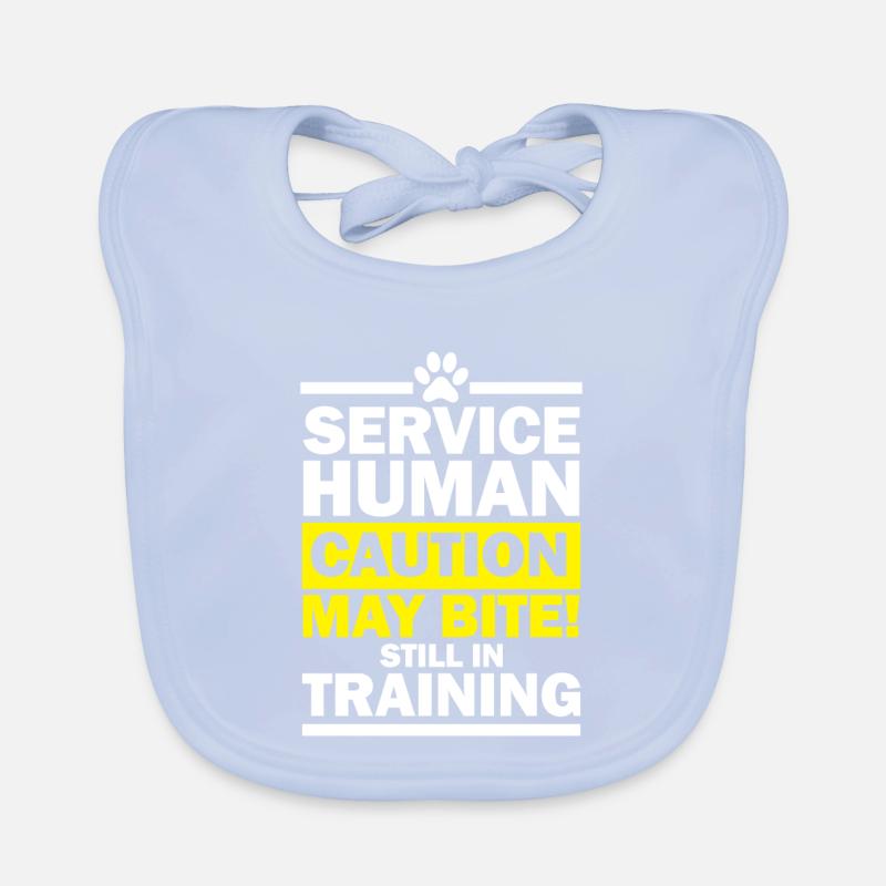 Service Human Caution May Bite Still in Training Organic Baby Bibs