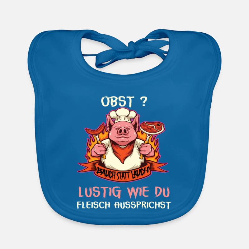 Witziges Schwein mit Fleischspruch - Baby Bio-Lätzchen - Pfauenblau