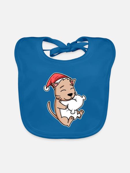 Katze - Baby Bio-Lätzchen - Pfauenblau