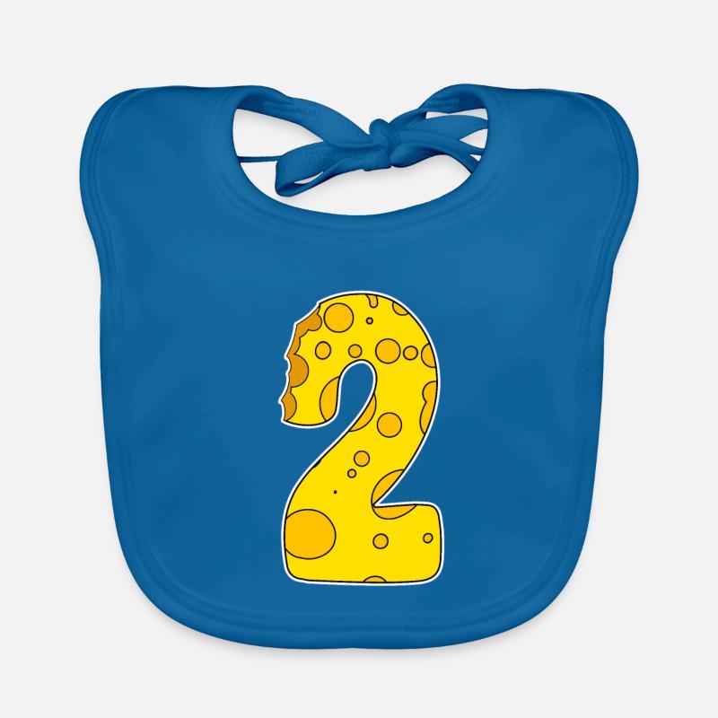 Numéro 2 - Deux - Deuxième - Bavoir bio Bébé - bleu paon