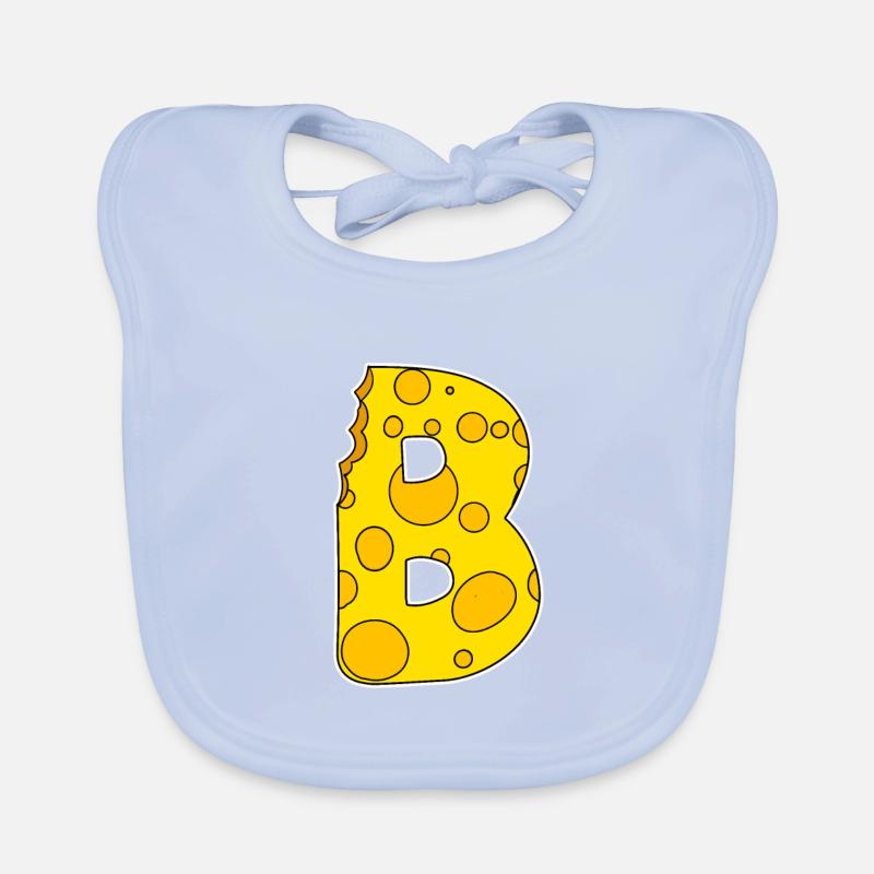 Letter B - Initial Letter B - Cheese Motif Organic Baby Bibs