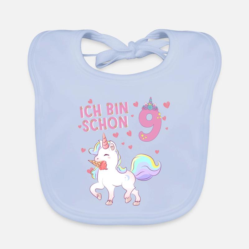Ich bin schon 9 Einhorn Baby Bio-Lätzchen