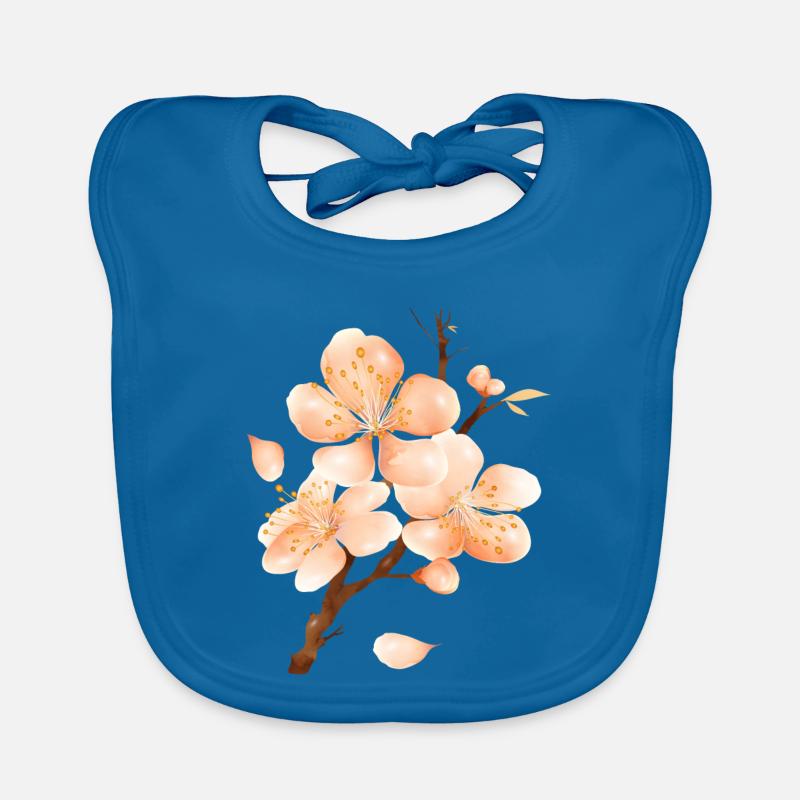 Branche de fleur de pêcher dans un ton pêche doux et velouté Bavoir bio Bébé