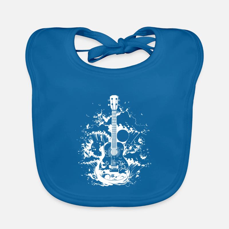 Ukulele Zeichnung - Baby Bio-Lätzchen - Pfauenblau
