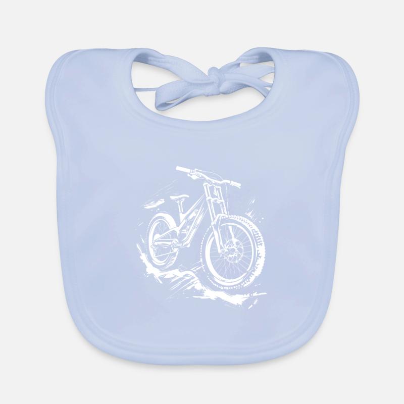 Mountain Biker Drawing Organic Baby Bibs