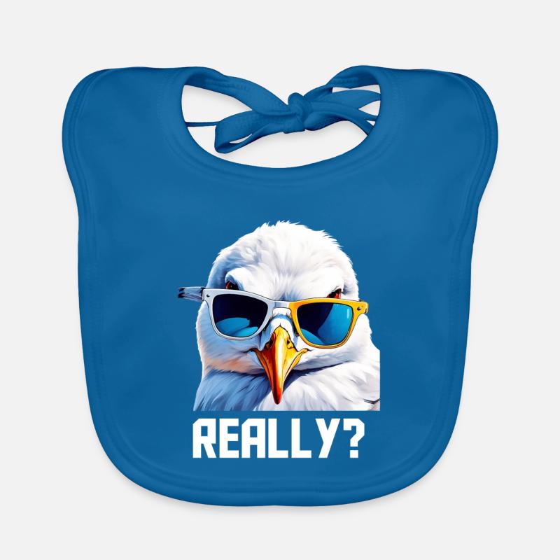 Really - Möwe mit Sonnebrille - Baby Bio-Lätzchen - Pfauenblau