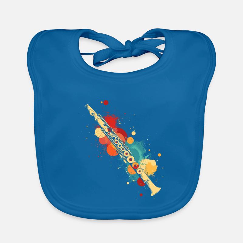 Flûte éclaboussée de couleur - Bavoir bio Bébé - bleu paon