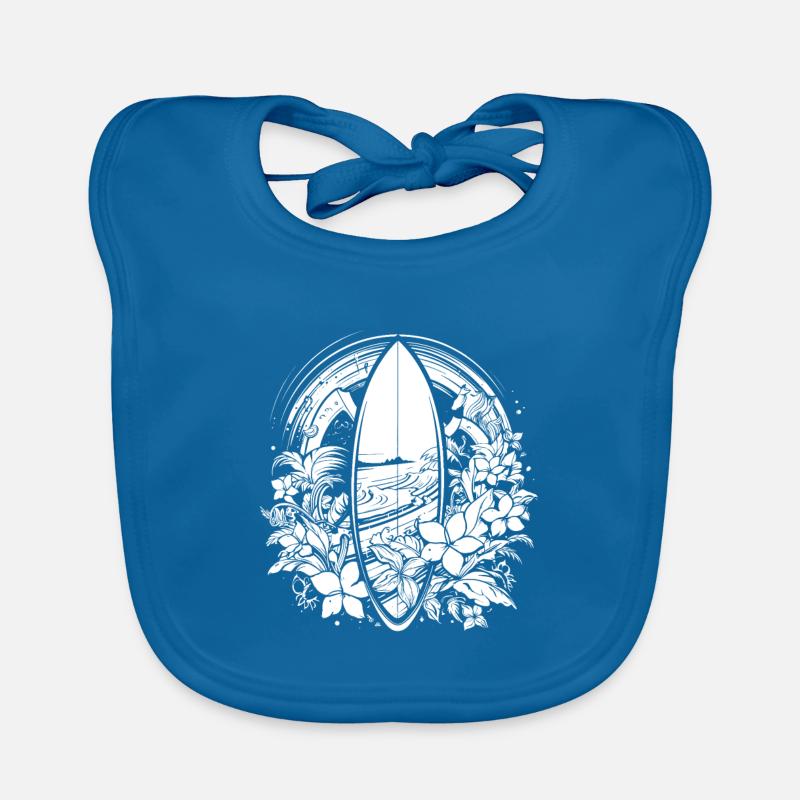 Surfboard Comic Style Organic Baby Bibs