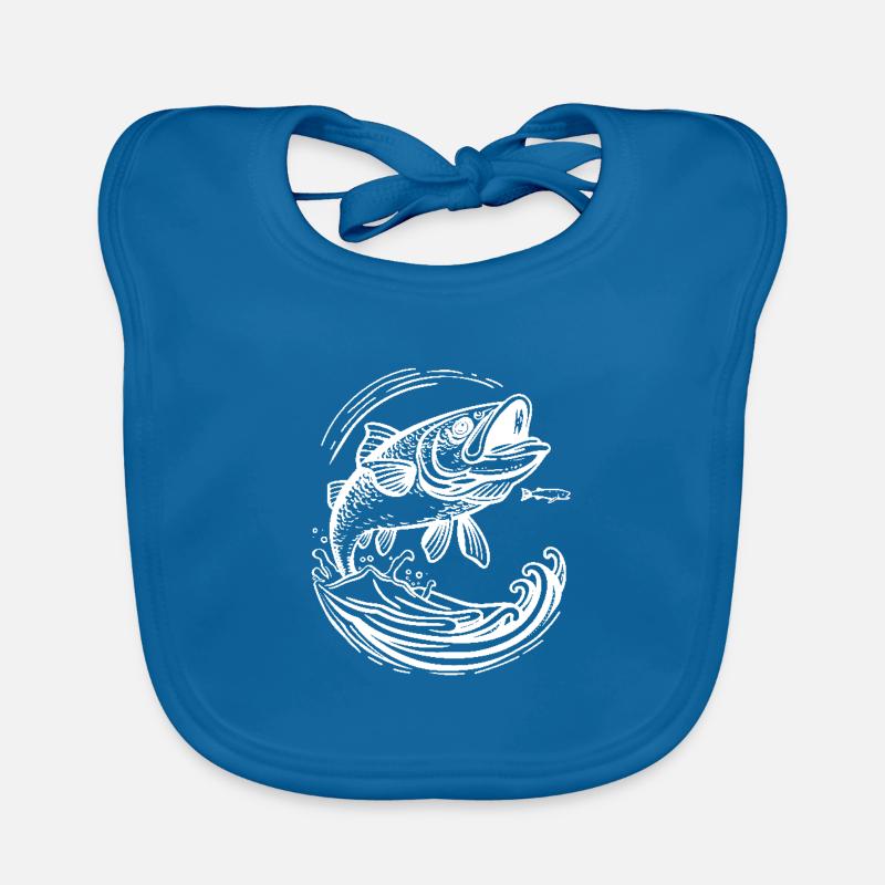 Style de dessin animé de pêche - Bavoir bio Bébé - bleu paon