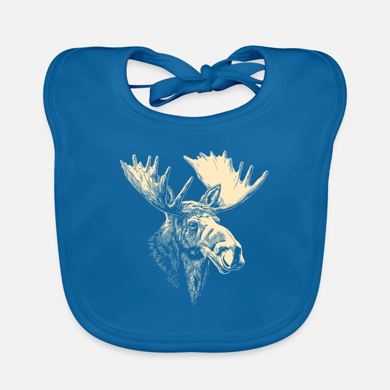 Elch Moose Elchbulle Geweih Hirsch Wilde Elche - Baby Bio-Lätzchen - Pfauenblau