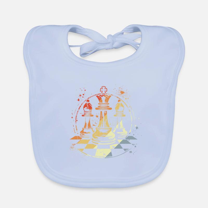 Retro Chess Pieces Organic Baby Bibs