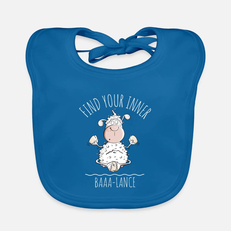 Yoga Mouton Dire Baaa-Lance Jeu de Mots - Bavoir bio Bébé - bleu paon