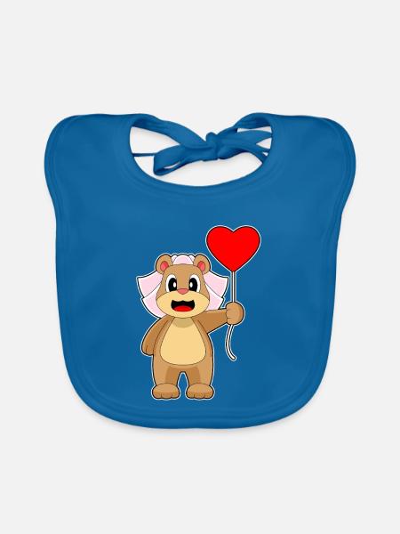 Bär Braut Luftballon Hochzeit - Baby Bio-Lätzchen - Pfauenblau