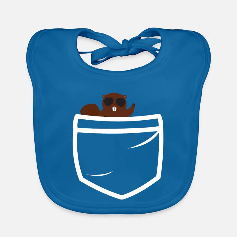 Poche castor - Bavoir bio Bébé - bleu paon