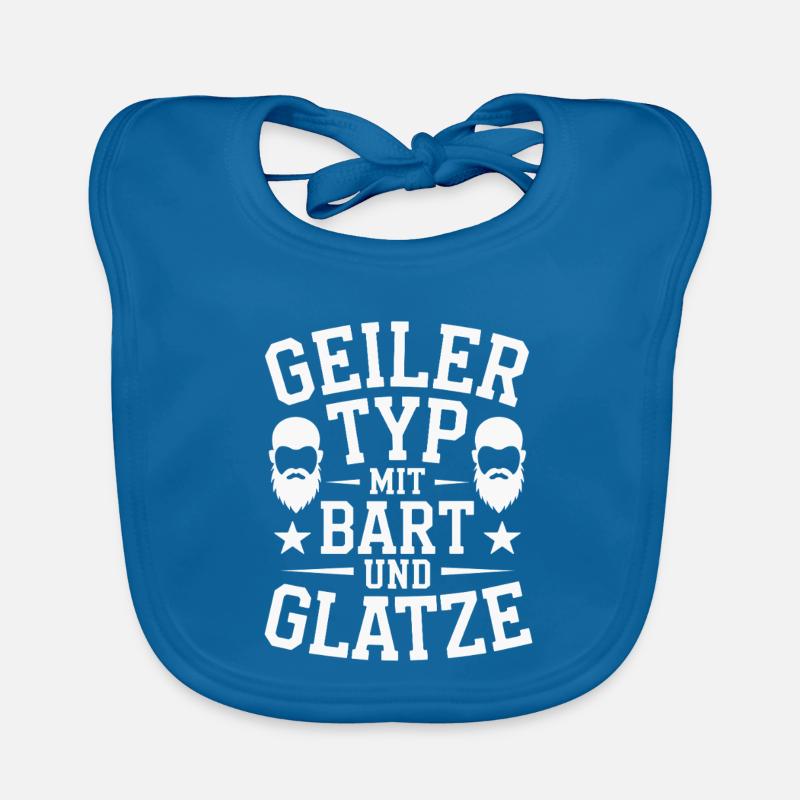 Geiler Typ Mit Bart & Glatze Glatzkopf Bartträger - Baby Bio-Lätzchen - Pfauenblau