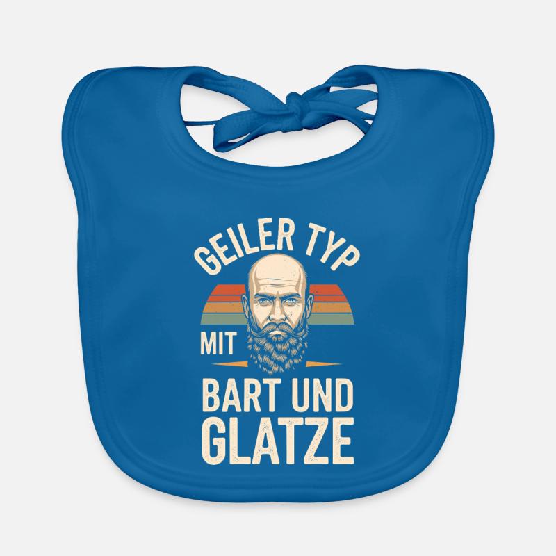 guy with beard & bald head beard wearer Organic Baby Bibs