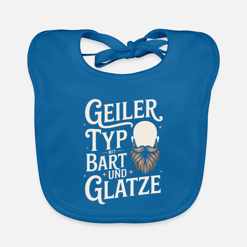 Geiler Typ Mit Bart & Glatze Glatzkopf Bartträger - Baby Bio-Lätzchen - Pfauenblau