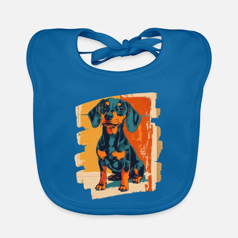 Teckel Dackel - Bavoir bio Bébé - bleu paon