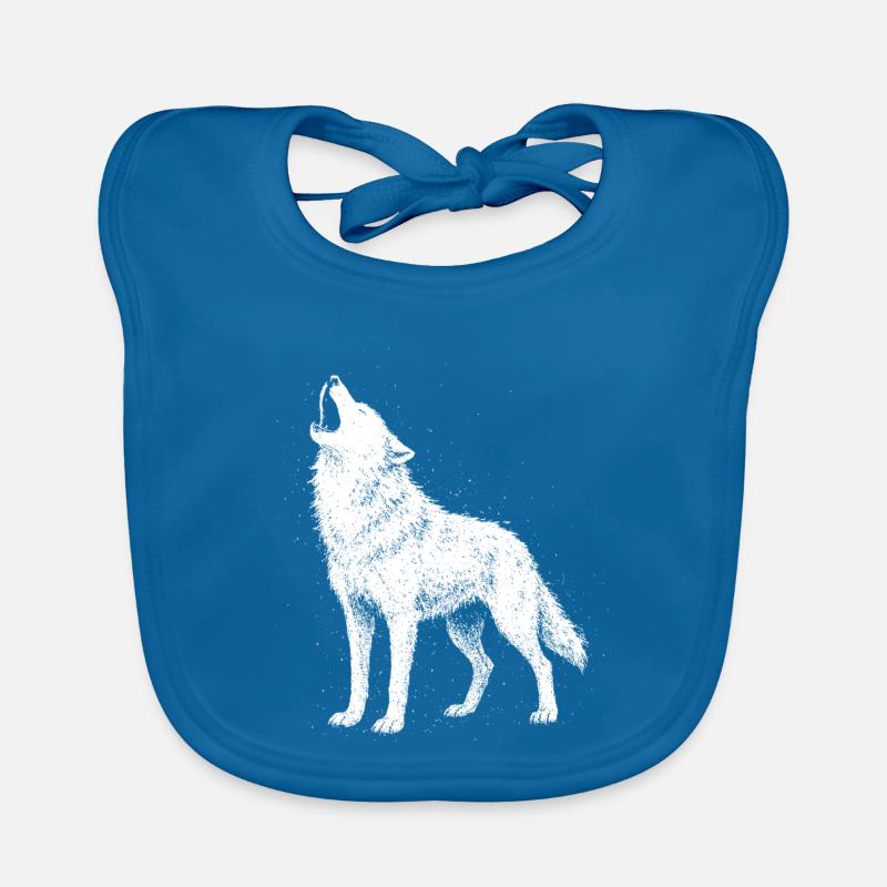 Hurlement de loup - Bavoir bio Bébé - bleu paon