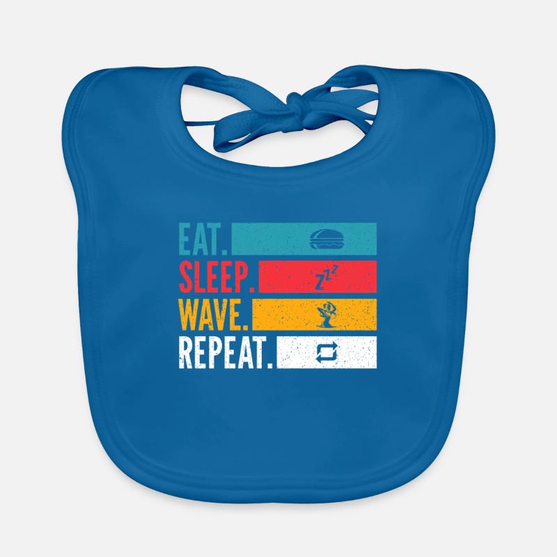 Manger dormir Wave Répéter la danse Design - Bavoir bio Bébé - bleu paon
