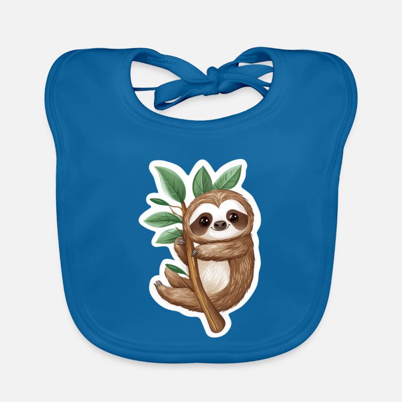 Faultier - Baby Bio-Lätzchen - Pfauenblau