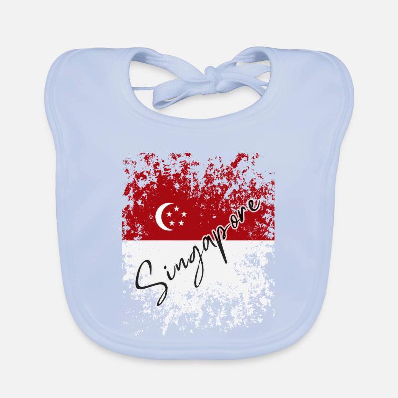 Grunge Drapeau de Singapour, j’aime Singapour Bavoir bio Bébé