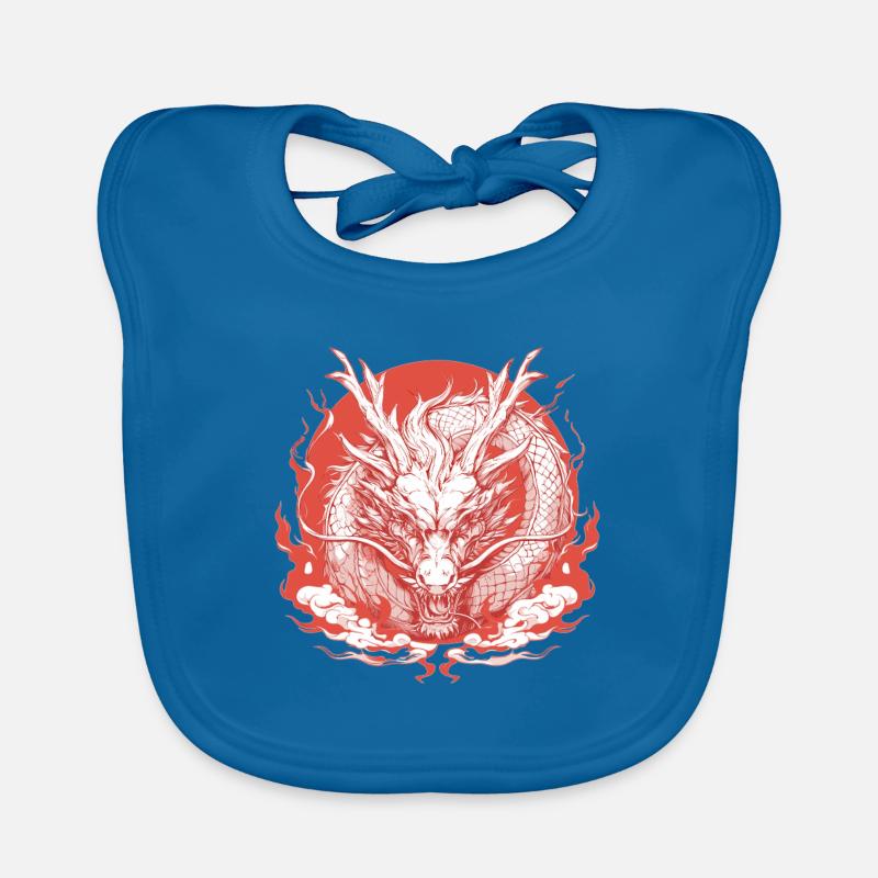 Drachen Drache - Baby Bio-Lätzchen - Pfauenblau