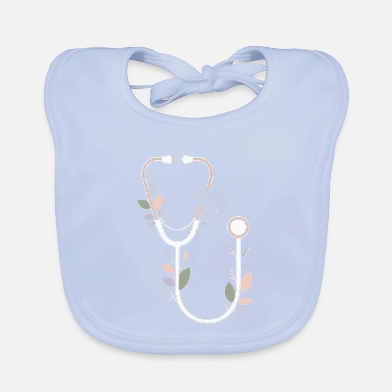 Floral Stethoscope Design Organic Baby Bibs