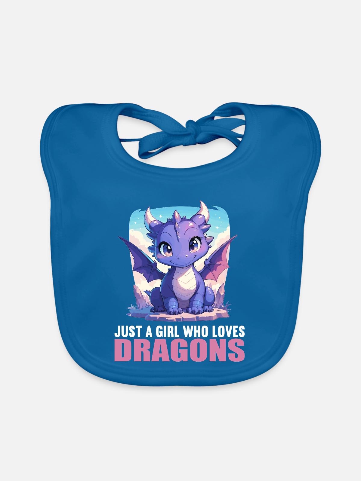 Drachen Drache - Baby Bio-Lätzchen - Pfauenblau - Vorne