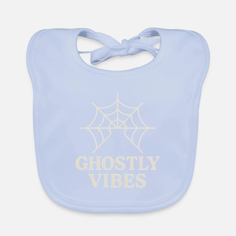 Spider web design with ghostly vibes Organic Baby Bibs