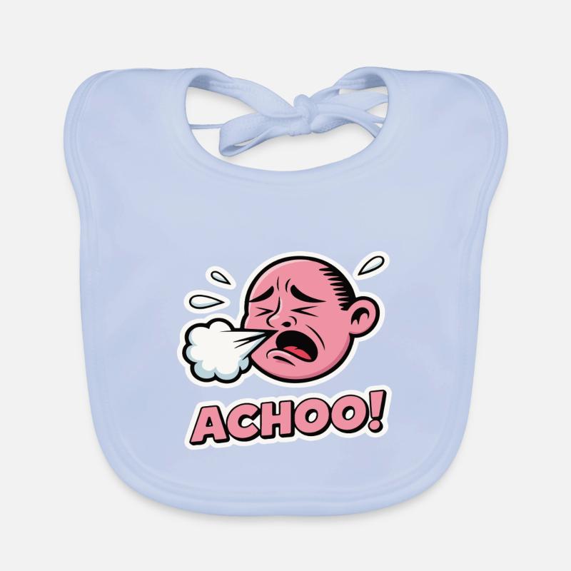 Vintage Comic Sneeze Expression Design Organic Baby Bibs