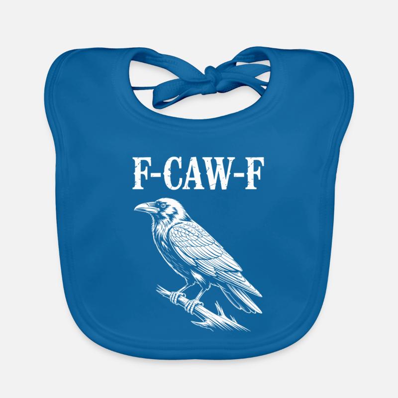 F-Caw-F Meme Crow - Bavoir bio Bébé - bleu paon