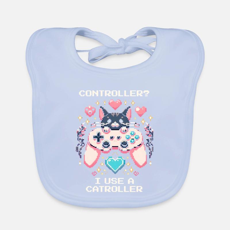 Catroller statt Controller | Katzen Gamer Witz Baby Bio-Lätzchen