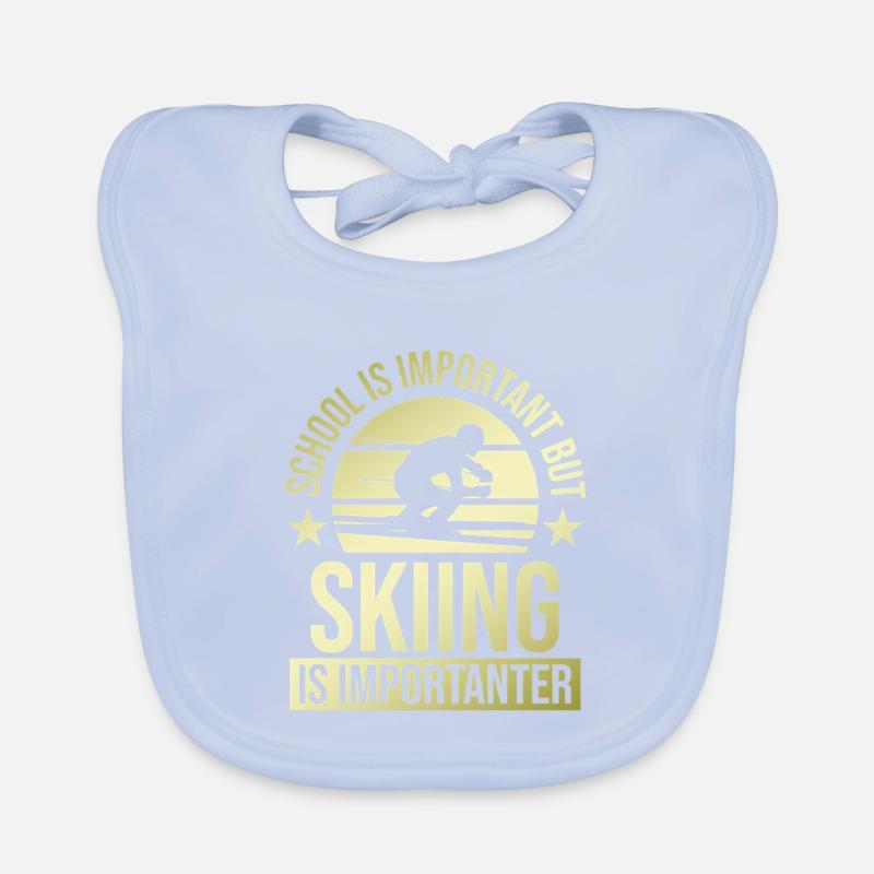 L’école est importante Le ski plus important Bavoir bio Bébé