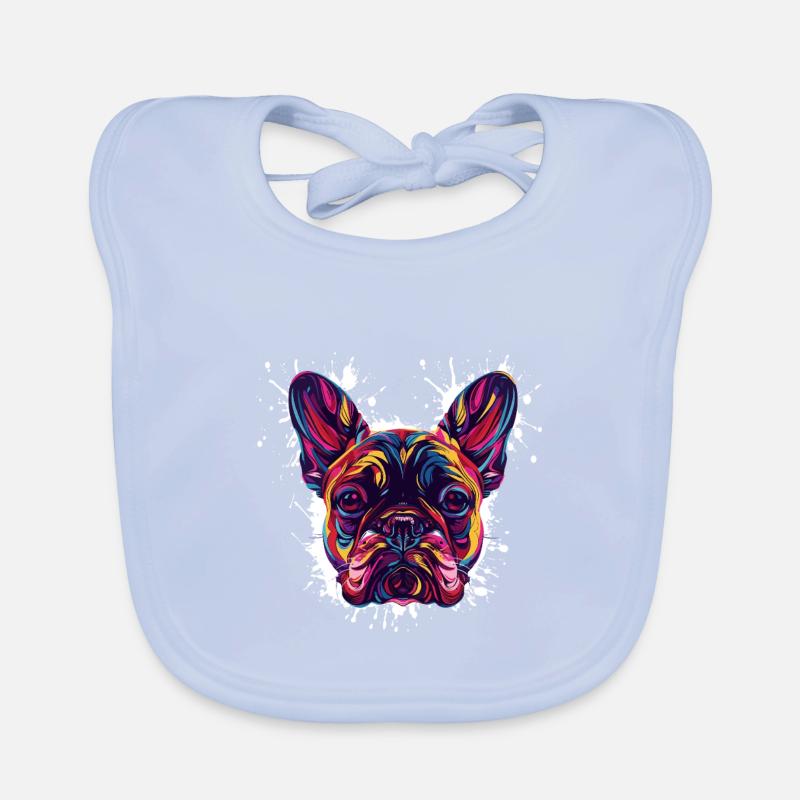 Farbexplosion Bulldogge Kopf Baby Bio-Lätzchen