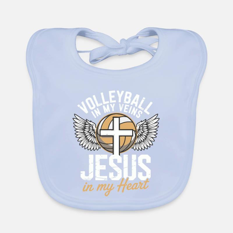 Volley-ball et Jésus – Conception d’une croix avec des ailes Bavoir bio Bébé