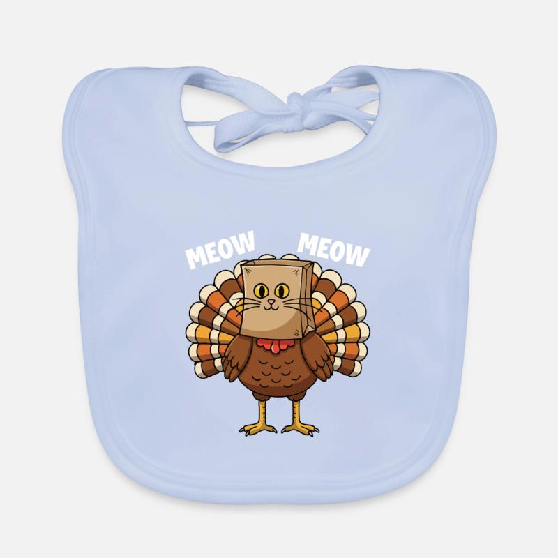 Dinde Chat Thanksgiving Récolte d’automne Bavoir bio Bébé