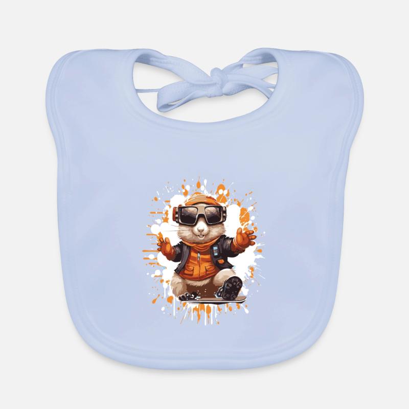 Hamster Snowboard Baby Bio-Lätzchen