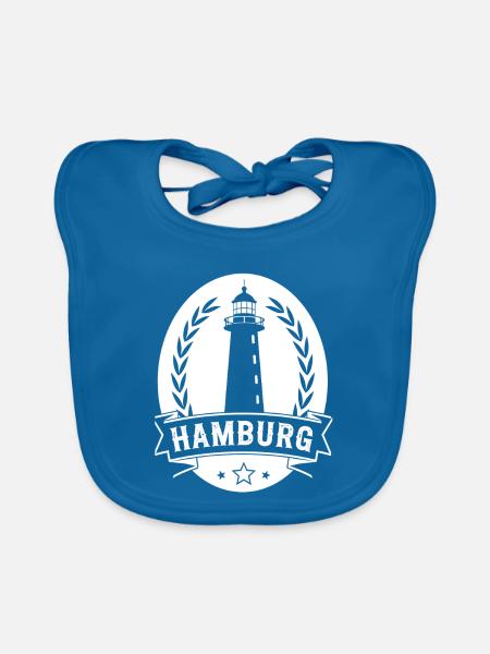 Leuchtturm Hamburg - Baby Bio-Lätzchen - Pfauenblau