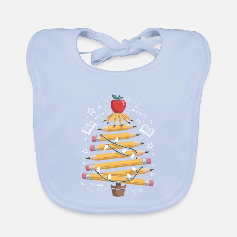 Buntstift Baum mit Lichterkette Baby Bio-Lätzchen