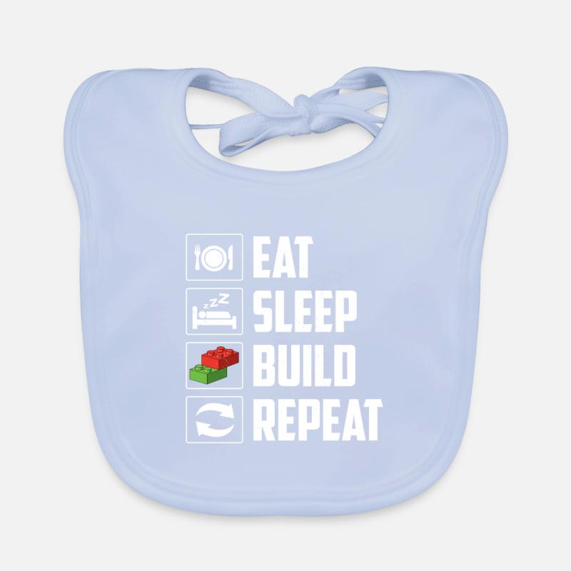 Eat Sleep Build Repeat Brick Builder Block  Organic Baby Bibs