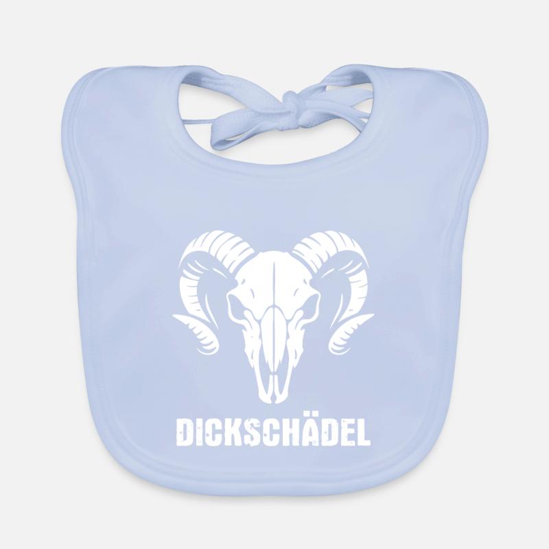 Ram's Head Skull with Horns - Thick Skull Organic Baby Bibs