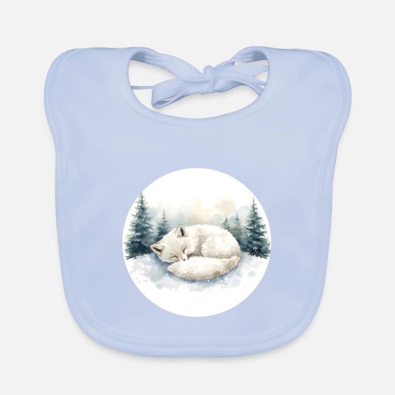 Polarfuchs Schneeschlaf Aquarell Baby Bio-Lätzchen