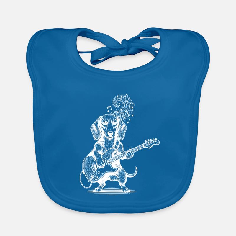 Dackel Gitarre spielender Hund Baby Bio-Lätzchen