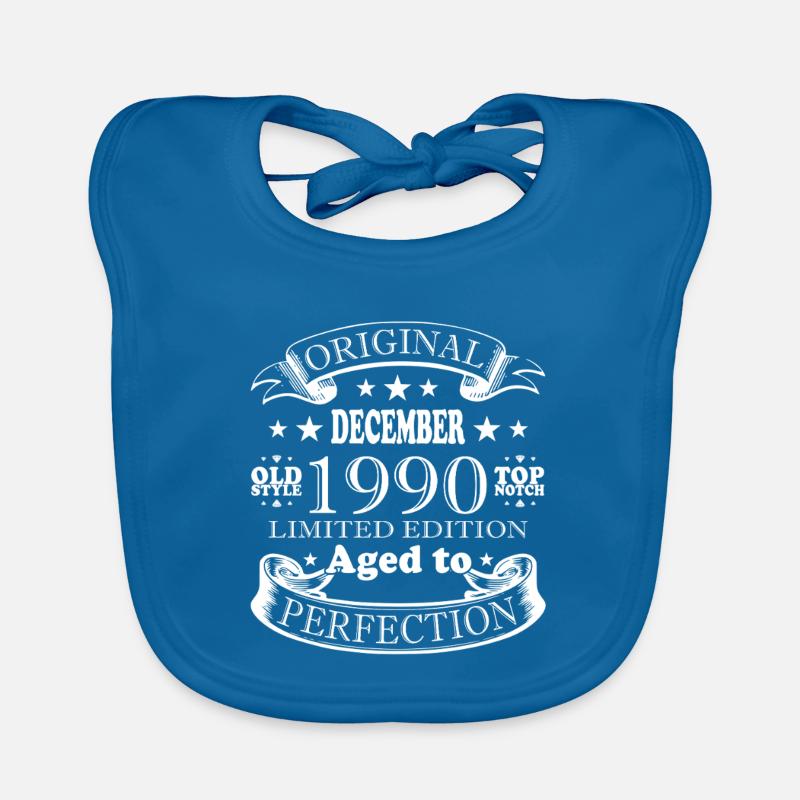 Décembre 1990 Décembre Anniversaire Décembre 1990 - Bavoir bio Bébé - bleu paon