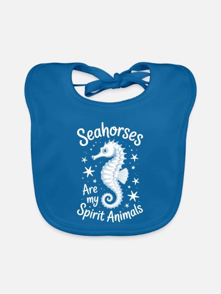 Seahorse Saying Funny Seahorse Gift - Organic Baby Bibs - peacock-blue - Front