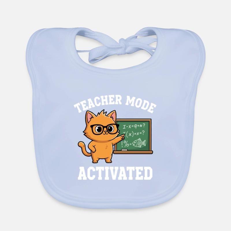 Teacher Mode Activated Teacher Cat Funny Saying Organic Baby Bibs