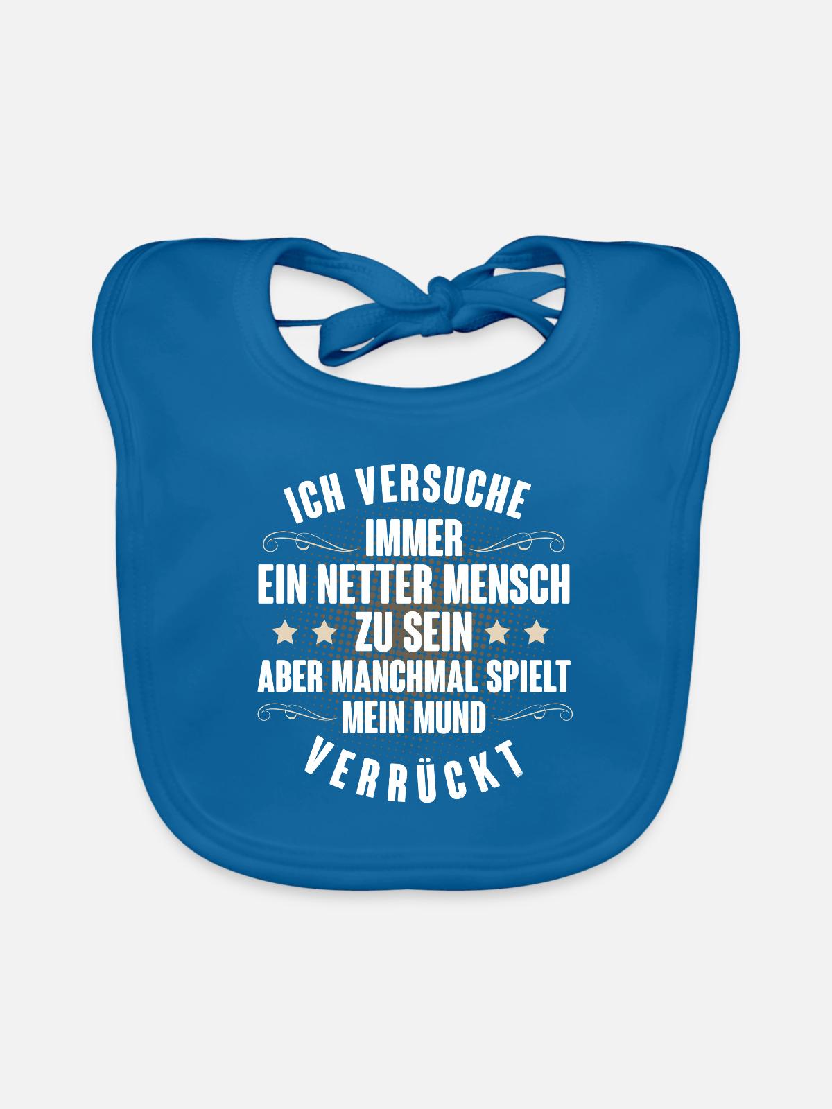 Große Klappe - Baby Bio-Lätzchen - Pfauenblau - Vorne