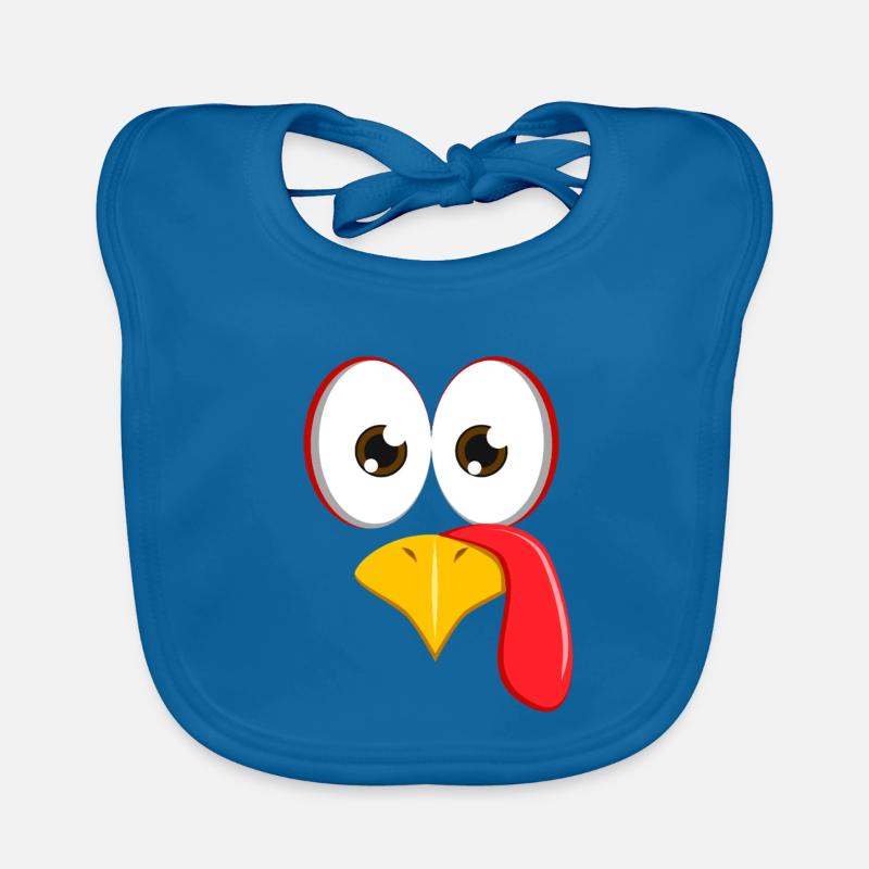 Visage de dinde de dessin animé mignon, drôle Holida de Thanksgiving Bavoir bio Bébé